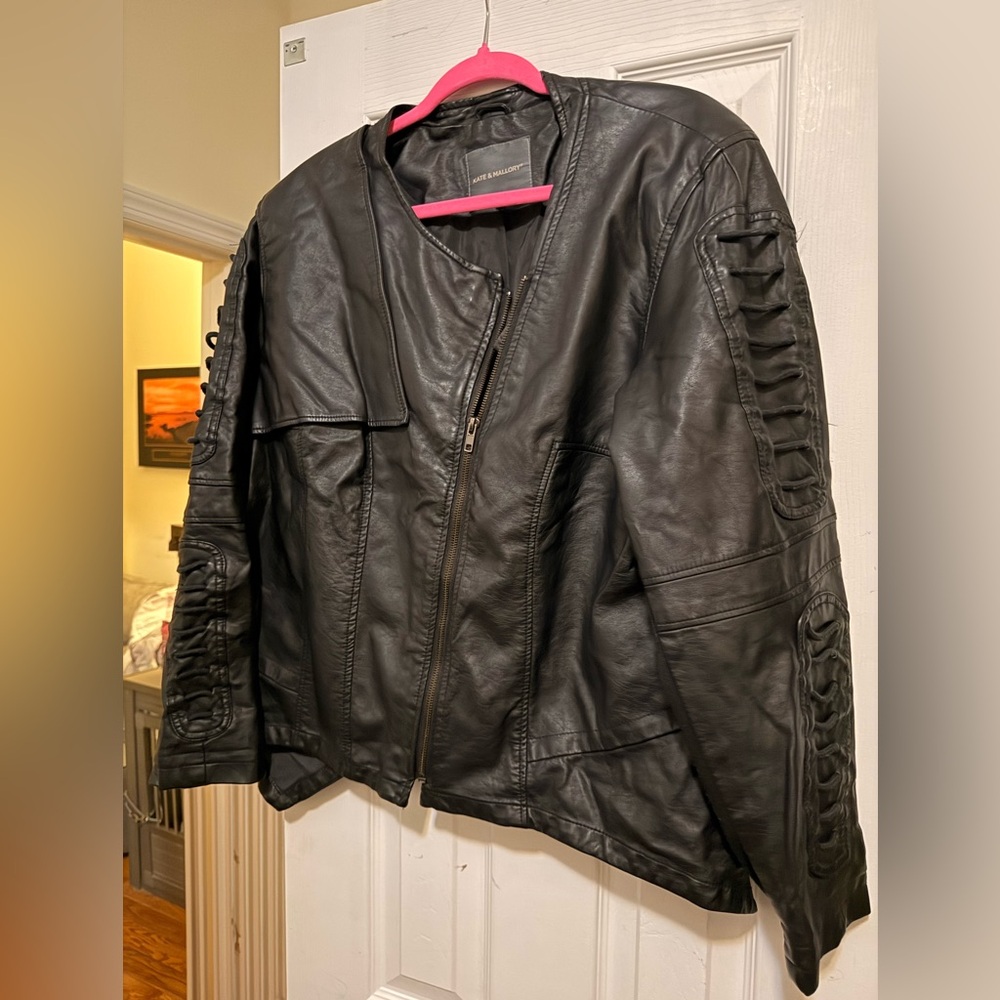 Black faux leather